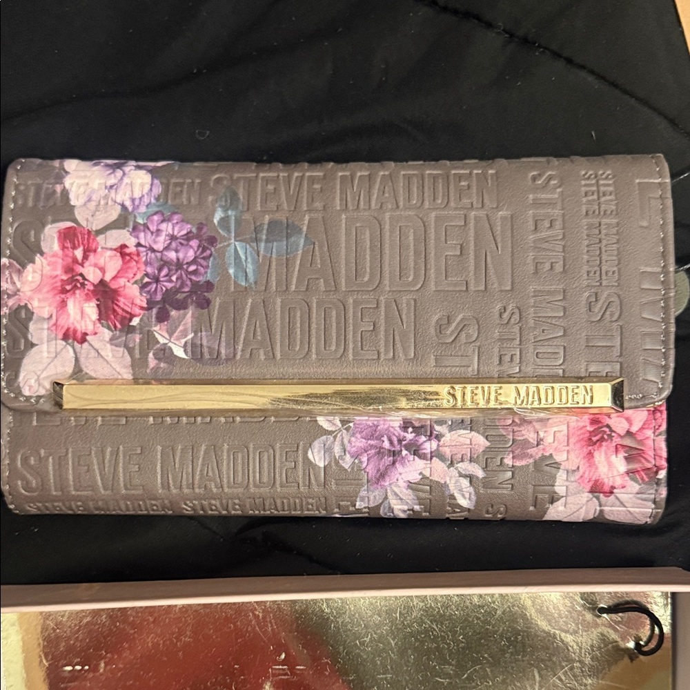 Steve Madden Embossed Clutch with Pink Floral Design